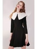 Cute Baby Collar Black Party Dress Flare with Sleeves