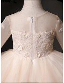 Champagne Tulle Tutus Formal Girls Party Dress With Beaded Flowers
