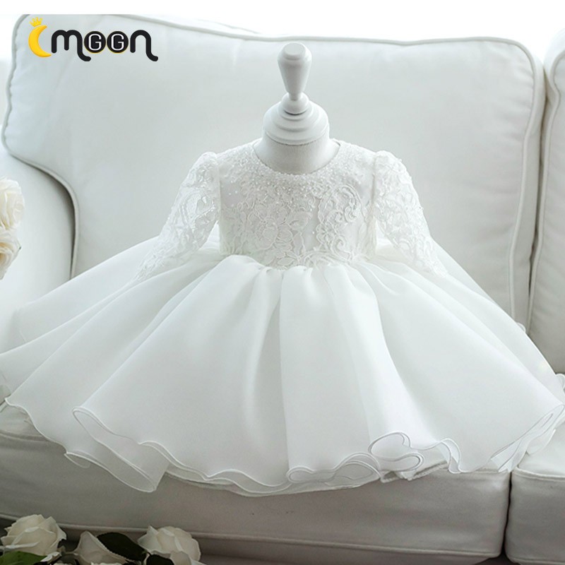 Formal Beaded Lace Ballgown Flower Girl Dress With Sleeves Big Bow In ...