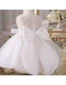 Couture Embroidered Pearls Ballgown Flower Girl Dress With Big Bow Knot For Weddings