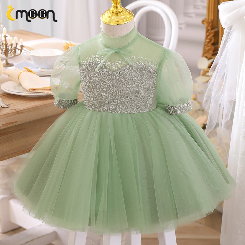 Green Tulle Super Cute Tutus Girls Party Dress With Bling Sequins ...