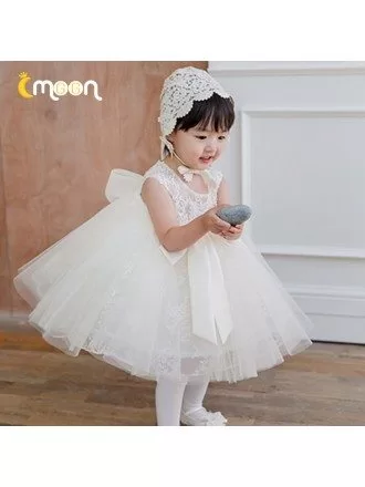 Super Cute Princess Lace Ballgown Flower Girl Dress Tutus With Big Bow Knot