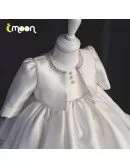 Elegant Ruffled Satin Girls Pageant Gown With 3/4 Sleeved Jacket