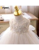 Beaded Neckline Pearls Flowers Big Ballgown Tulle Formal Dress For Girls