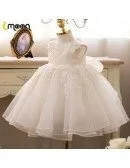 Sequined Lace Ballgown Flower Girls Party Dress With Big Bow In Back