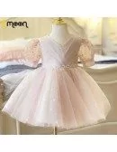 Pink Little Princes Pleated Tulle Tutus Party Dress With Sleeves