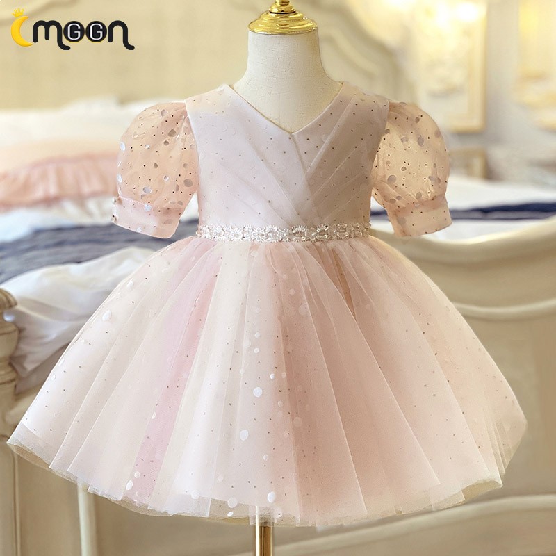 Pink Little Princes Pleated Tulle Tutus Party Dress With Sleeves TM8003 ...