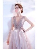 Stunning Ruffled Tulle Sequined Vneck Prom Dress Sleeveless
