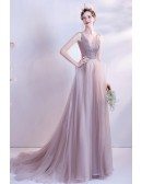 Stunning Ruffled Tulle Sequined Vneck Prom Dress Sleeveless