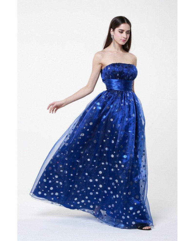 Stilysh Strapless Chiffon Dot Long Porm Dress With Bow #CK283 $51 -  GemGrace.com