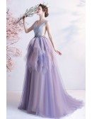 Stunning Purple Ruffles Vneck Prom Dress with Bling Top