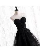 Gothic Black Strapless Corset Prom Dress with Mesh Tulle Ballgown