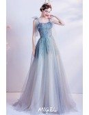 Ombre Bling Tulle Unique Prom Dress with Strappy Straps