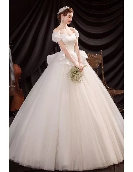 Princess Big Ballgown Wedding Dress Off Shoulder with Ruffles