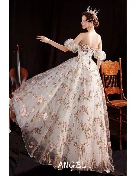 Romantic Floral Prints Lovely Party Dress with Straps