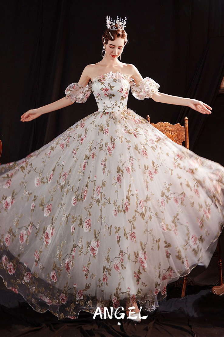 open lace back dress Romantic Lace Patchwork Floral Print Long Dress Women Fashion Off Shou   TOP SHOW