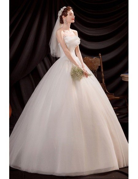 Strapless Ballgown Wedding Dress Organza with Ruffles