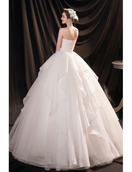 Beautiful Ruffled Ballgown Wedding Dress with Petals
