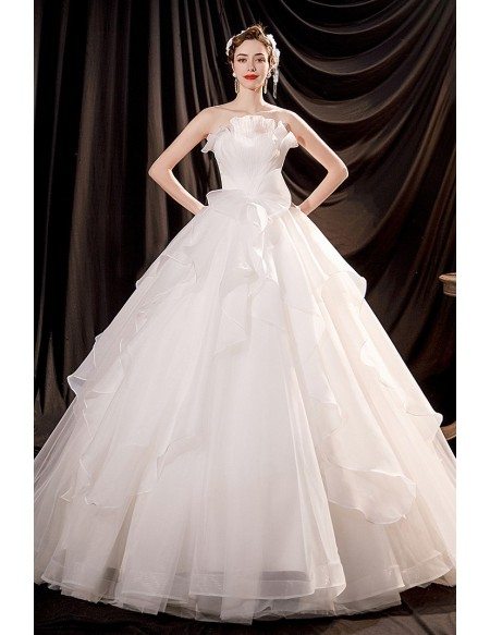 Beautiful Ruffled Ballgown Wedding Dress with Petals Wholesale #T89124 ...