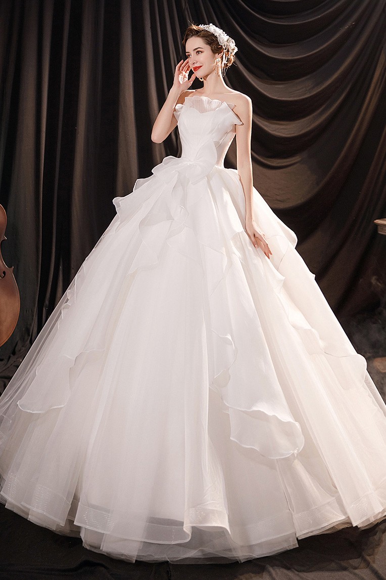 Beautiful Ruffled Ballgown Wedding Dress with Petals Wholesale #T89124 ...