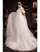 Removable Train High Low Wedding Reception Dress with Sweetheart