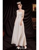 Elegant White Satin Party Dress with Beaded Sweetheart