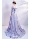 Purple Blue Off Shoulder Gorgeous Prom Dress with Bling