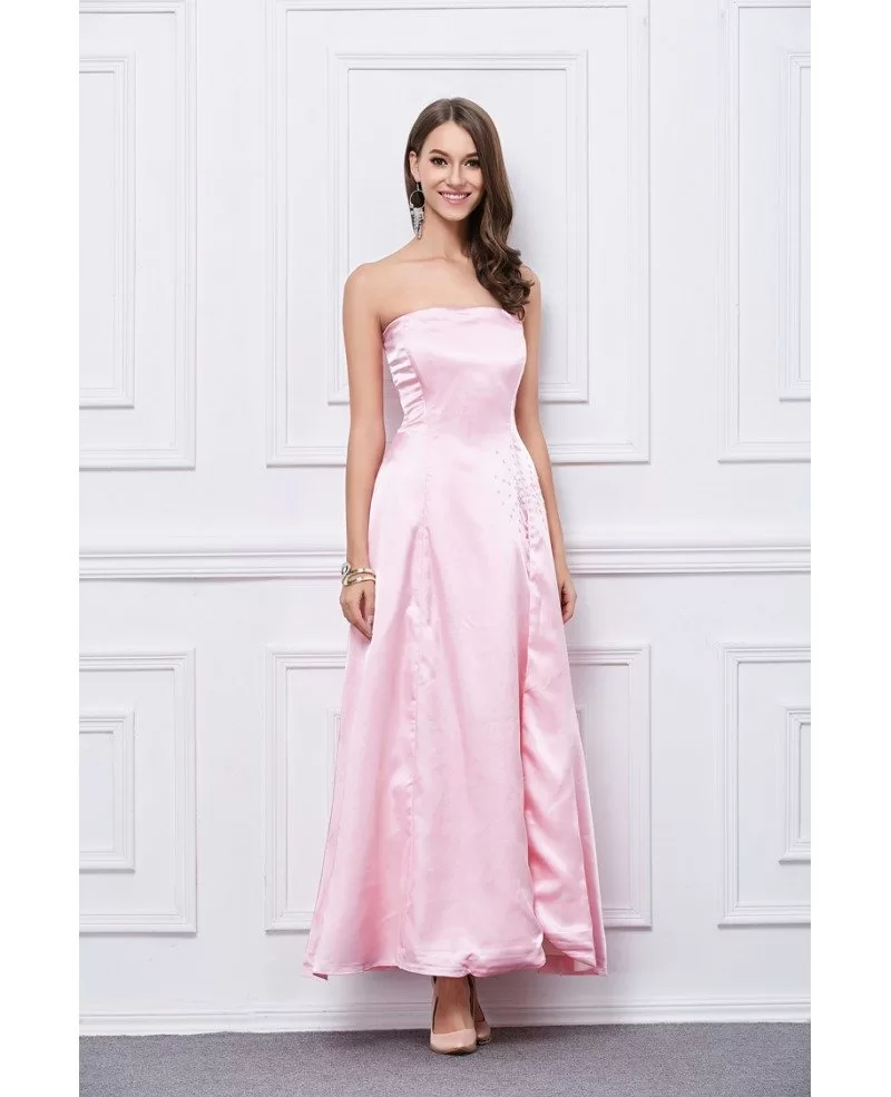 Feminine Pink Strapless Satin Long Evening Dress Kc178 58 6