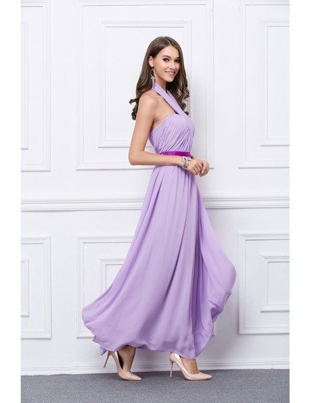 Halter A-Line Chiffon Midi Bridesmaid Dress in Marigold main image 1