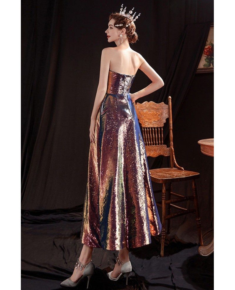 Purple Strapless Sheath Sequins Short Party Dresses Birthday Dresses, DP5738