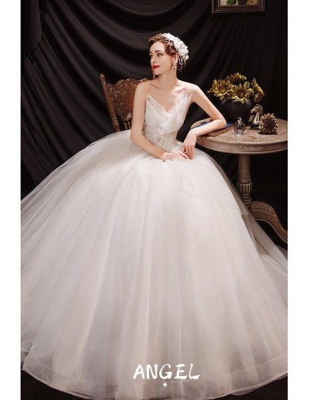Beaded Ballgown Tulle Wedding Dress Strapless