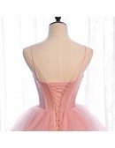 Cute Pink Ruffled Tulle Ballgown Formal Dress with Corset Top