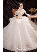 Classical Big Ballgown Wedding Dress Ruffled with Beaded Lace