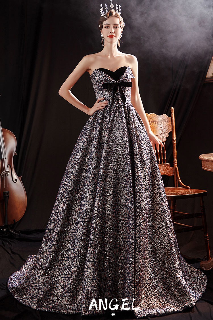Formal Long Silver Striped Patterns Prom Dress with Bow Know Wholesale ...
