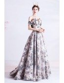 Unique Shinning Pattern Formal Long Prom Dress with Train
