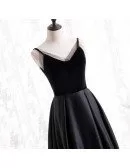 Formal Long Black Evening Dress Pleated with Straps