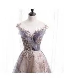 Dusty Illusion Round Neck Tulle Prom Dress with Bling Sequins