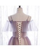 Fantasy Bling Purple Tulle Prom Dress with Spaghetti Straps