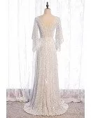 Goddess Bling White Sequins Evening Dress with Dolman Sleeves