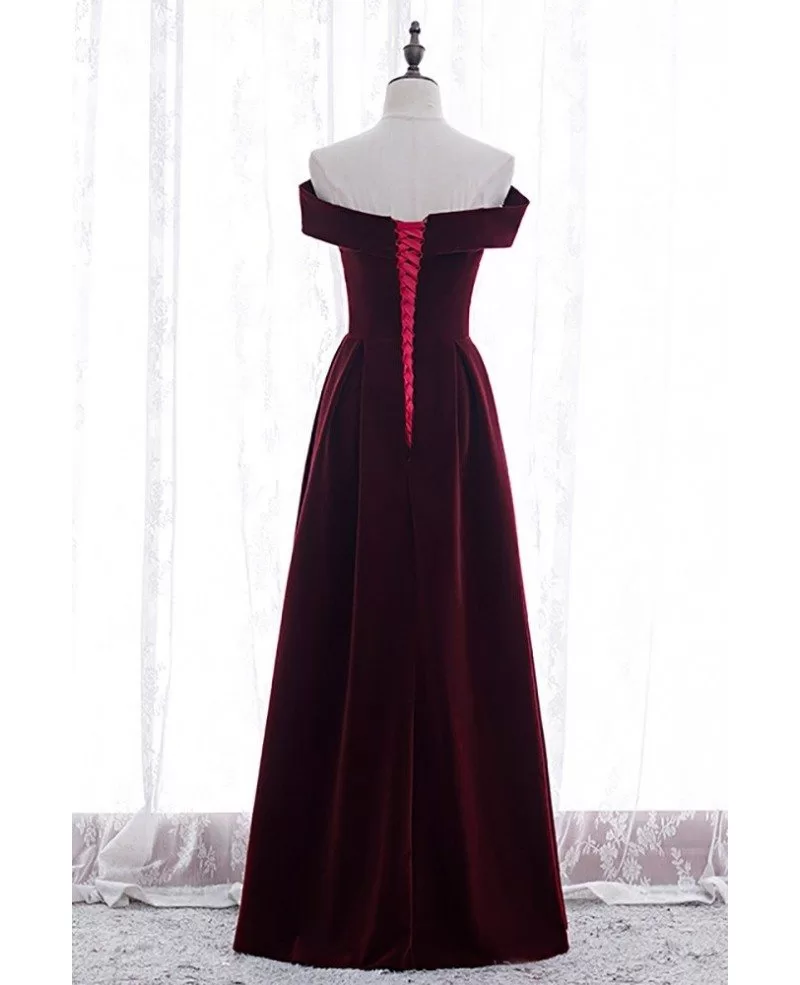 Velvet Formal Long Elegant Party Dress Off Shoulder MX16042 - GemGrace.com