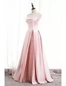 Strapless Pleated Pink Satin Formal Dress with Beadings