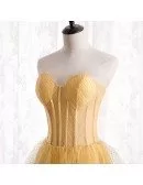 Yellow Mesh Tulle Ballgown Corset Prom Dress Strapless