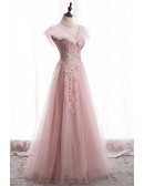 Bling Mesh Tulle Vneck Long Prom Dress with Petals Beadings