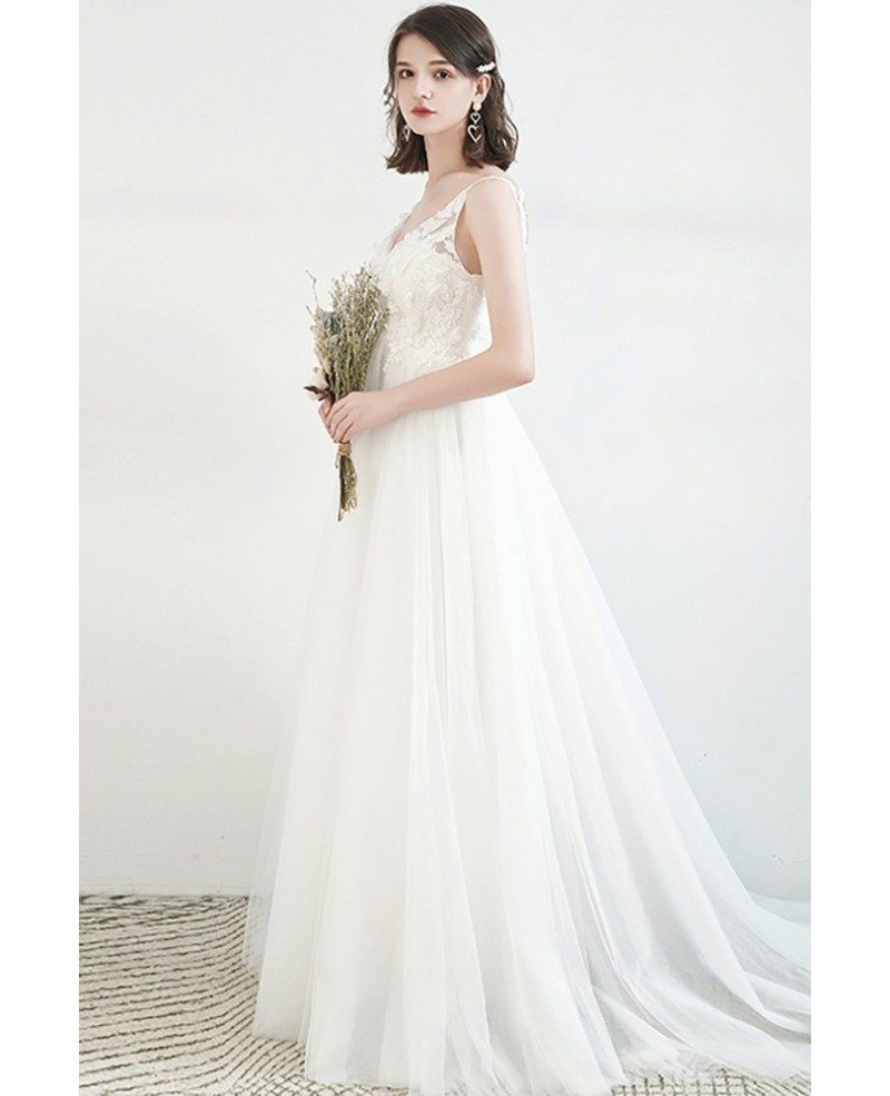 Vneck Simple Tulle Pregnant Wedding Dress Empire Flowy Tulle G78043 ...