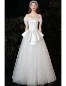 Retro Chic Satin with Tulle Wedding Dress with Ruffles Laceup