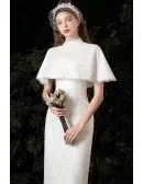 Retro Lace Sheath Fitted Knee Length Wedding Dress with Lace Jacket