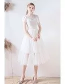 Retro Polka Dot Tea Length Wedding Party Dress