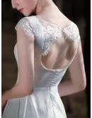 Retro Chic Tea Length Chiffon Wedding Dress with Cap Sleeves Open Back