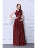 Elegant A-Line Scoop Neck Tulle Long Wedding Guest Dress With Beading