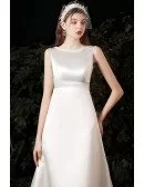 Simple Satin Empire Lace Neckline Wedding Dress Sleeveless